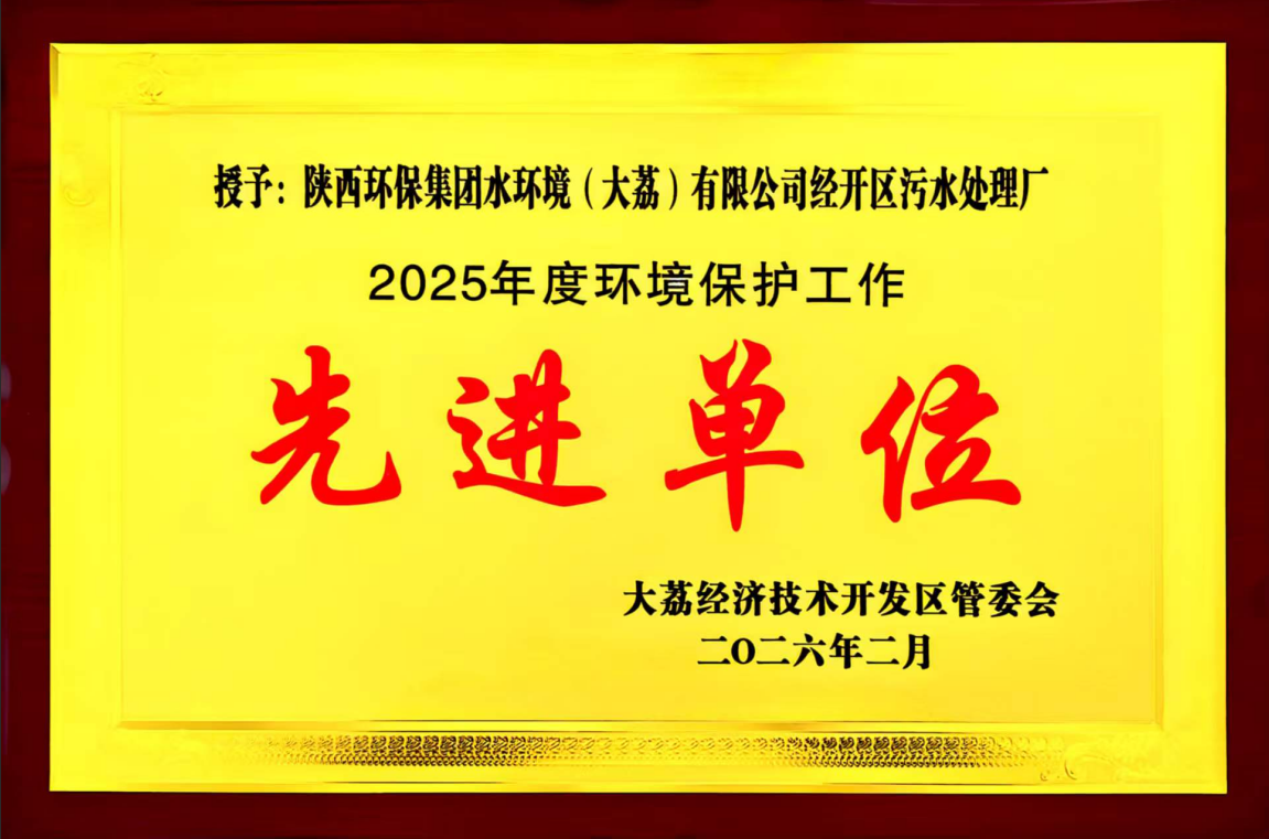 水情形大荔公司经开区污水处理厂荣获“先进单位”称呼